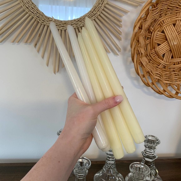 Vintage White Tapered Crystal Candlestick Set Boho - Picture 7 of 8